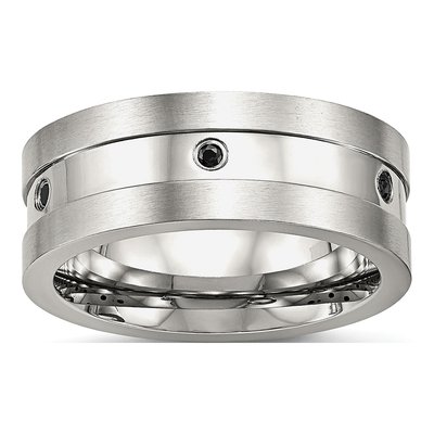 Stainless Steel CZ Wedding Band