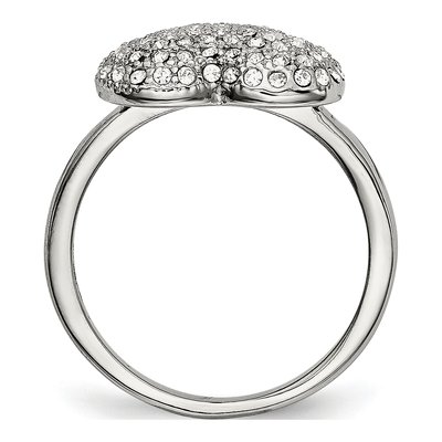 Stainless Steel Crystal Heart Ring – view 3