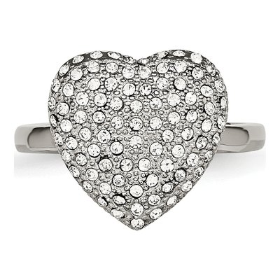 Stainless Steel Crystal Heart Ring – view 5