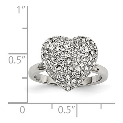 Stainless Steel Crystal Heart Ring – view 7