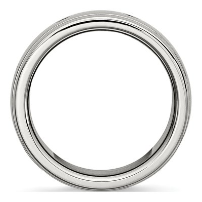 Stainless Steel Grooved Wedding Band – view 2