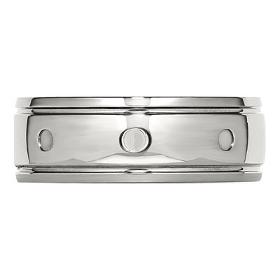 Stainless Steel Grooved Wedding Band – view 3