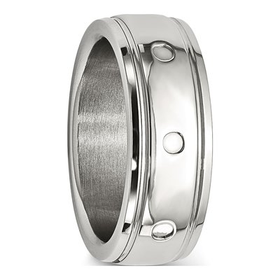 Stainless Steel Grooved Wedding Band – view 4