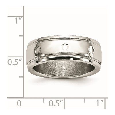 Stainless Steel Grooved Wedding Band – view 6