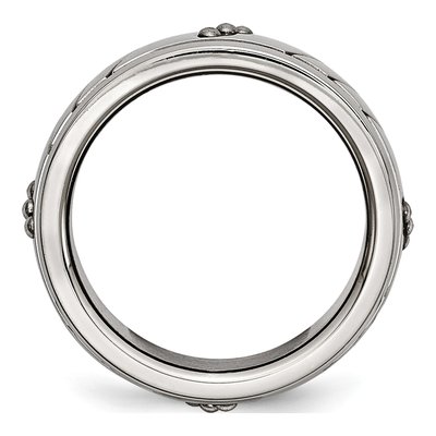 Stainless Steel Beaded Grooved 8mm Band | Chisel – view 2