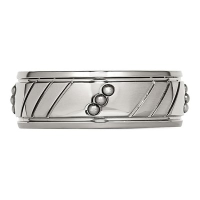 Stainless Steel Beaded Grooved 8mm Band | Chisel – view 3