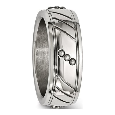 Stainless Steel Beaded Grooved 8mm Band | Chisel – view 4
