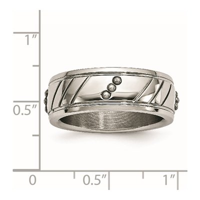 Stainless Steel Beaded Grooved 8mm Band | Chisel – view 6