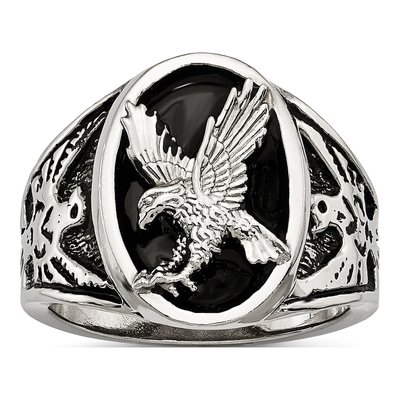 Men's Stainless Steel Enamel Eagle Ring