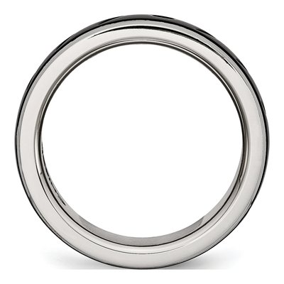 Black Stainless Steel 8mm Grooved Wedding Band – view 3