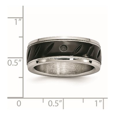 Black Stainless Steel 8mm Grooved Wedding Band – view 7