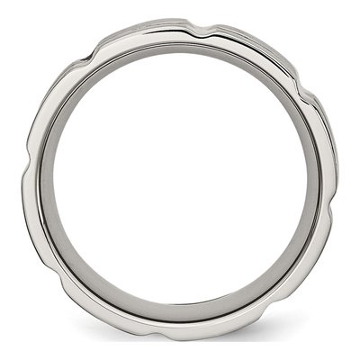 Stainless Steel Grooved Wedding Band – view 3