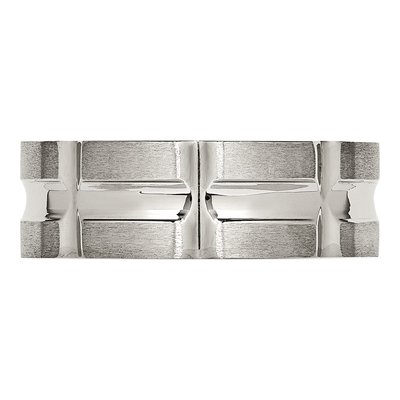 Stainless Steel Grooved Wedding Band – view 4