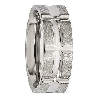 Stainless Steel Grooved Wedding Band – view 5