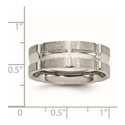 Stainless Steel Grooved Wedding Band – view 7