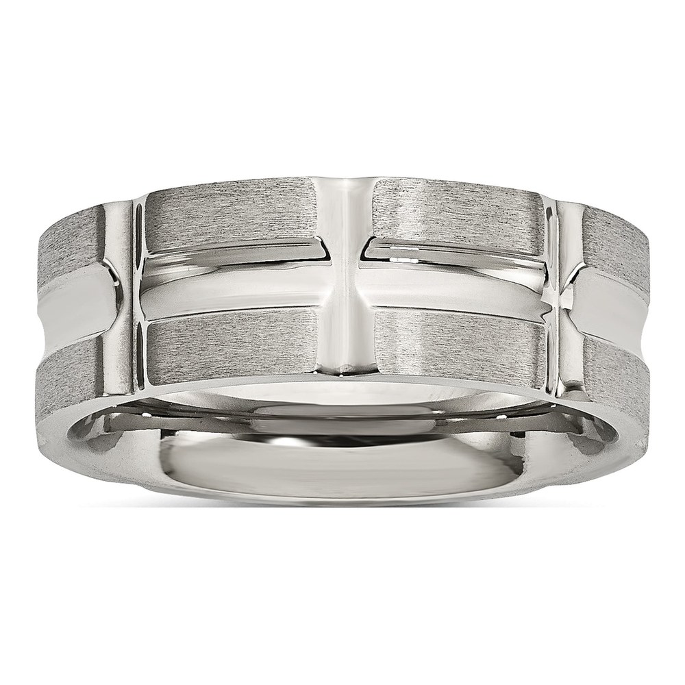 Men's Stainless Steel Brushed 8mm Grooved Band