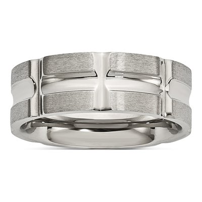 Stainless Steel Grooved Wedding Band