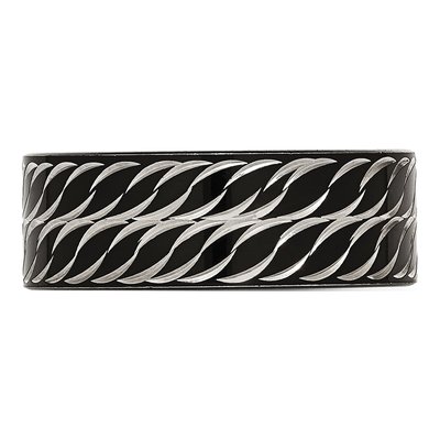 Black Stainless Steel Diamond-Cut Wedding Band – view 4