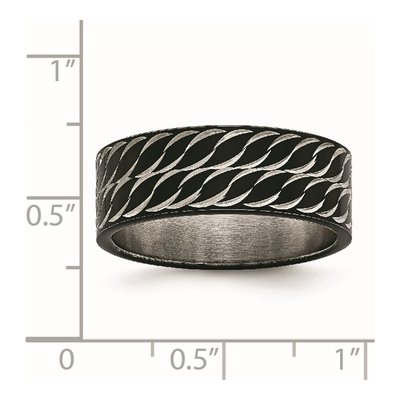 Black Stainless Steel Diamond-Cut Wedding Band – view 7