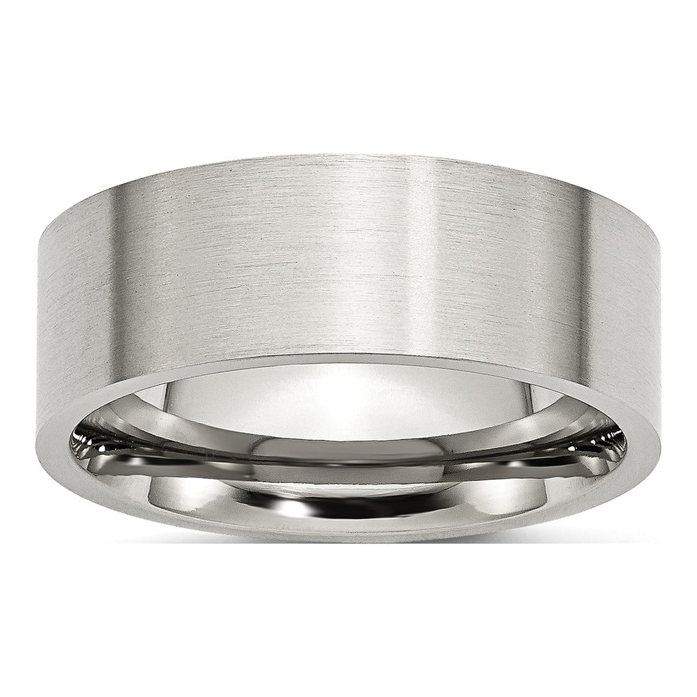 Stainless Steel 8mm Flat Comfort-Fit Wedding Band