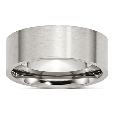 Stainless Steel 8mm Flat Comfort-Fit Wedding Band
