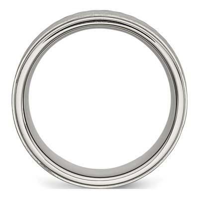 Stainless Steel 7mm Textured Wedding Band – view 3