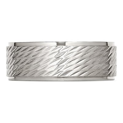 Stainless Steel 7mm Textured Wedding Band – view 4