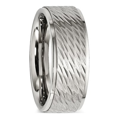 Stainless Steel 7mm Textured Wedding Band – view 5