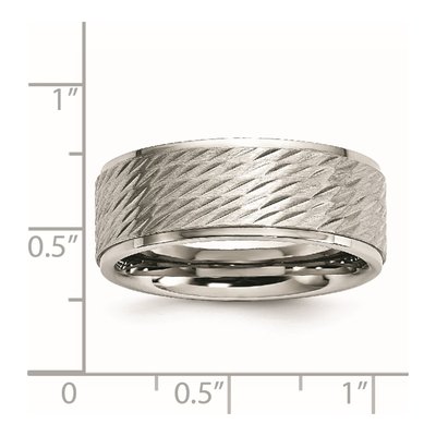 Stainless Steel 7mm Textured Wedding Band – view 7