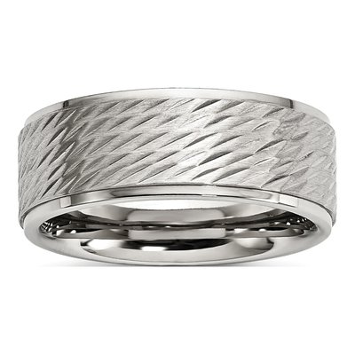 Stainless Steel 7mm Textured Wedding Band