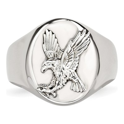 Men's Stainless Steel & Sterling Silver Eagle Ring – view 5