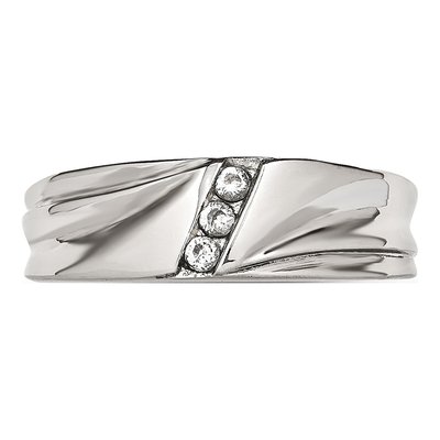 Stainless Steel CZ Wedding Band – view 5