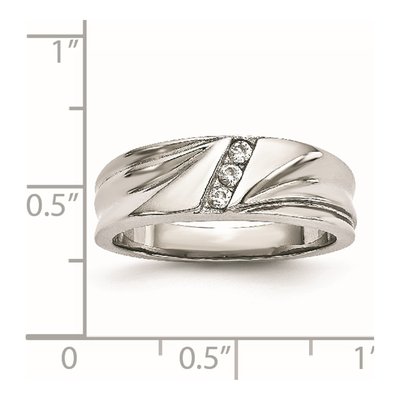 Stainless Steel CZ Wedding Band – view 8