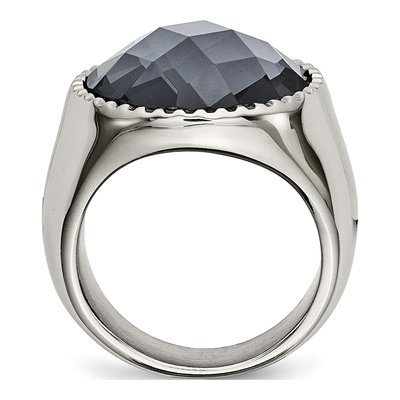 Stainless Steel Grey Glass Ring – view 3