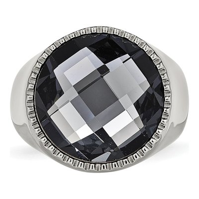 Stainless Steel Grey Glass Ring – view 5