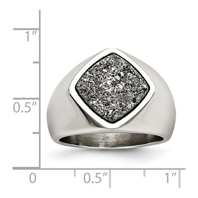 Stainless Steel Druzy Ring – view 7