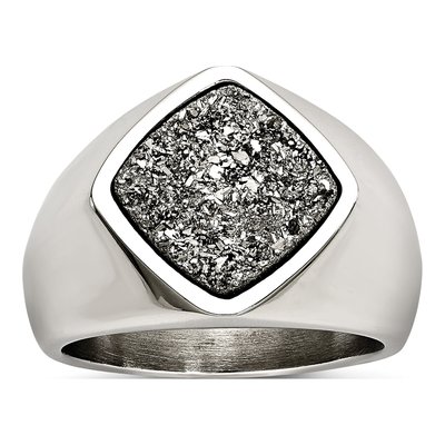 Stainless Steel Druzy Ring