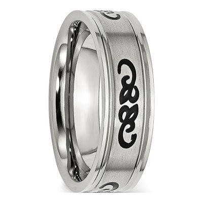 Stainless Steel 7mm Black Rubber Wedding Band – view 5