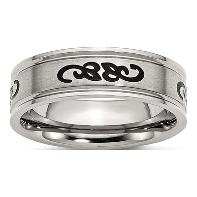 Stainless Steel 7mm Black Rubber Wedding Band
