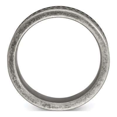 Stainless Steel 8mm Gun Metal Beaded Wedding Band – view 3