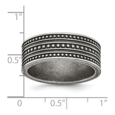 Stainless Steel 8mm Gun Metal Beaded Wedding Band – view 5