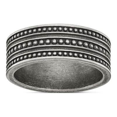 Stainless Steel 8mm Gun Metal Beaded Wedding Band