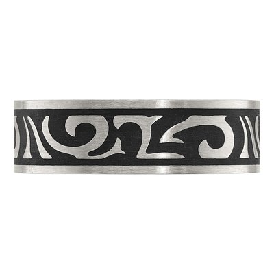 Stainless Steel 7mm Swirl Wedding Band – view 4