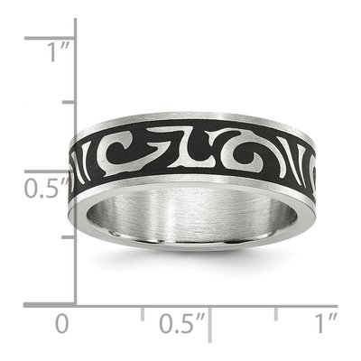 Stainless Steel 7mm Swirl Wedding Band – view 6