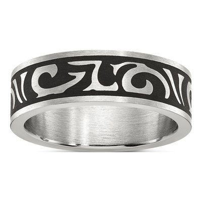 Stainless Steel 7mm Swirl Wedding Band