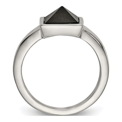 Stainless Steel Black Carbon Fiber Geometric Ring – view 3