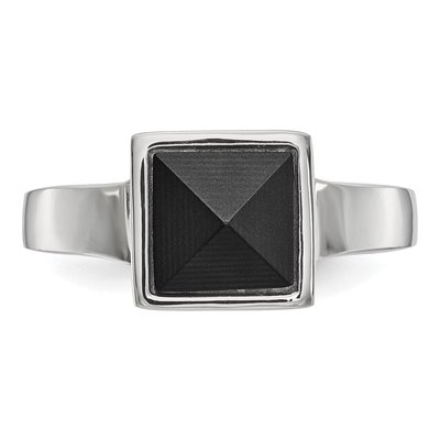 Stainless Steel Black Carbon Fiber Geometric Ring – view 5