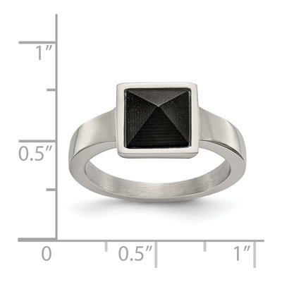 Stainless Steel Black Carbon Fiber Geometric Ring – view 6