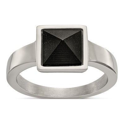 Stainless Steel Black Carbon Fiber Geometric Ring