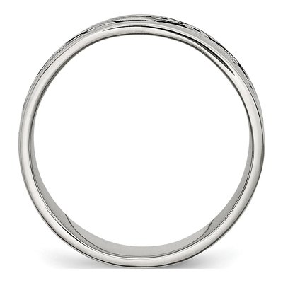 Stainless Steel 8mm Ridged Wedding Band – view 3